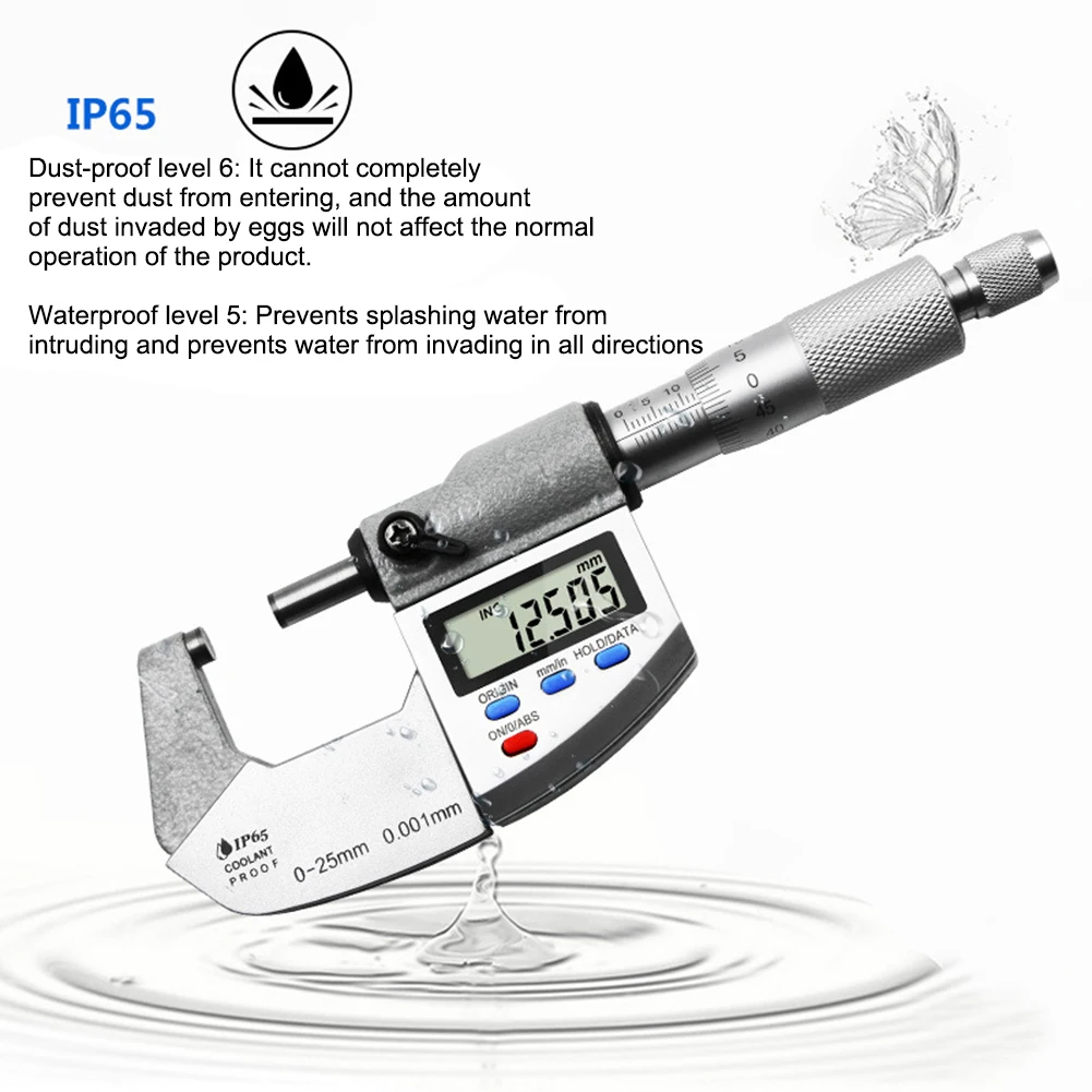 Large Screen External Diameter Micrometer 0-25mm Spiral Micrometer Measurement Tool