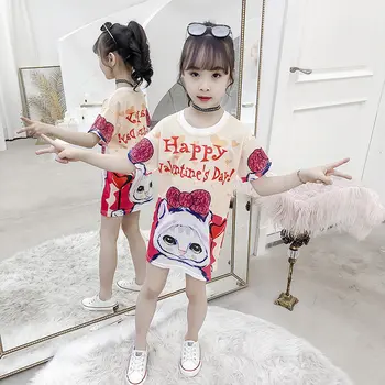 

Children Tshirts Cartoon Printing Short Sleeve Girls Round Neck Summer T-shirt Funny Pattern Tops Cute Kids Quick-Dry Clothing