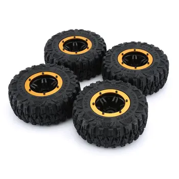 

4PCS RC 2.2in Climbing Rubber Tires Rock Crawler Wheel Tires Car Auto Set with Wheel Rim Beadlock for RC 1/10 Car