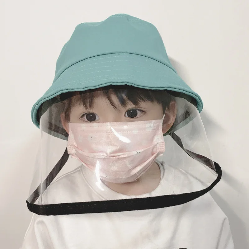

2020 New Baby Hat Face Mask Kids Bucket Hat Prevent Wind Sand Spittle Baby Cap for Girls Boys Kids Protective Hats 1-3Y