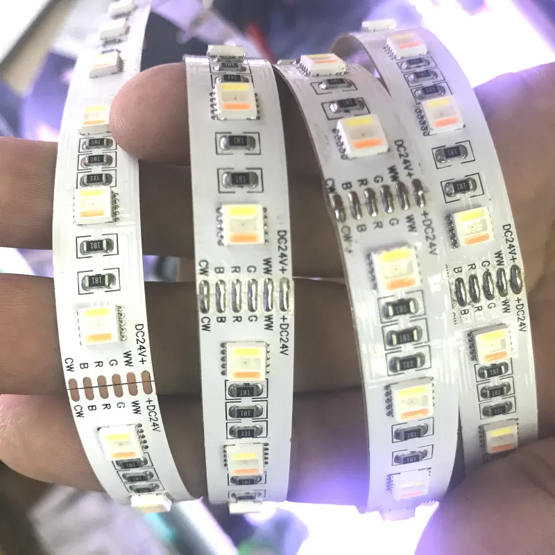 

Led flexible strip light RGB+CCT 5 in 1 chips CW+RGB+WW DC 12V/24V 60leds/m SMD5050 brightest ws2812 sk6812 ic 3800LM free ship