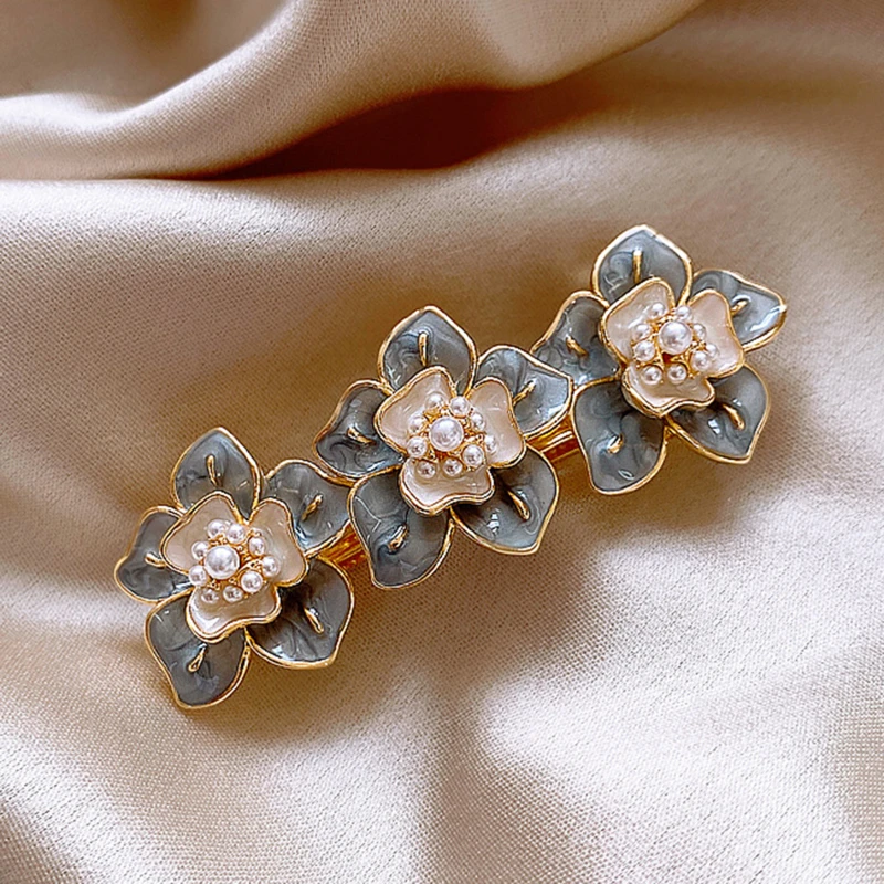 New Korean Enamel Hairgrips Jewelry Handmade Elegant Pearl Flower Hairpins For Women Gilrs Accessories | Украшения и аксессуары