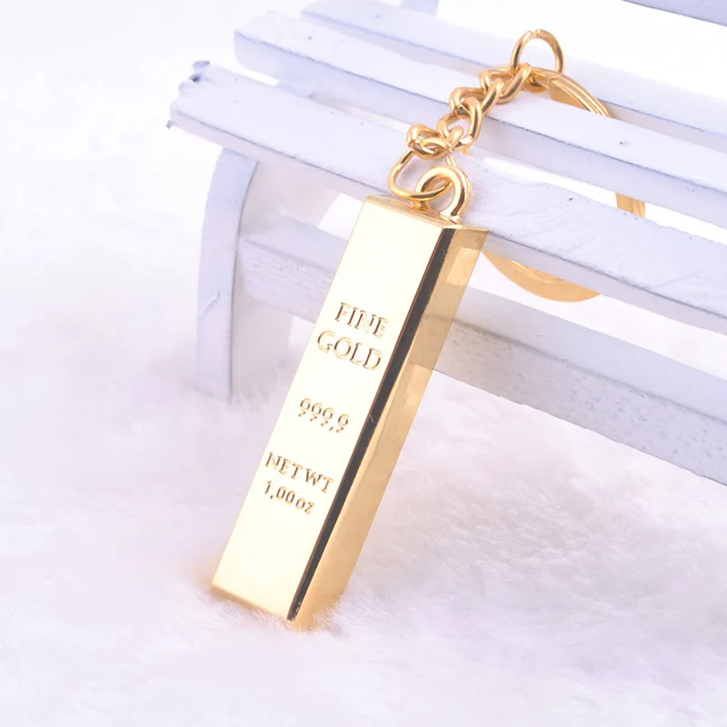 Золотые стержни моделирование металлические брелки модель Золото 999 брелок настраиваемые, с логотипом Мини Маленькие стержни брелок