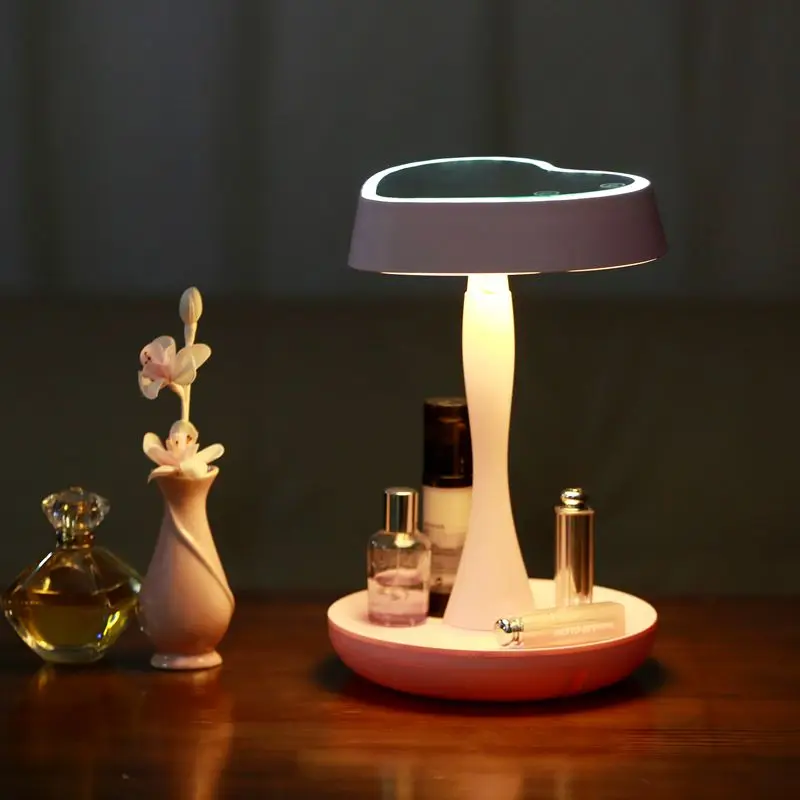 Зеркало для макияжа светодиодный настольный светильник USB перезаряжаемая атмосфера красочный свет сенсорный Настольный Органайзер лампа зеркало косметическое освещение