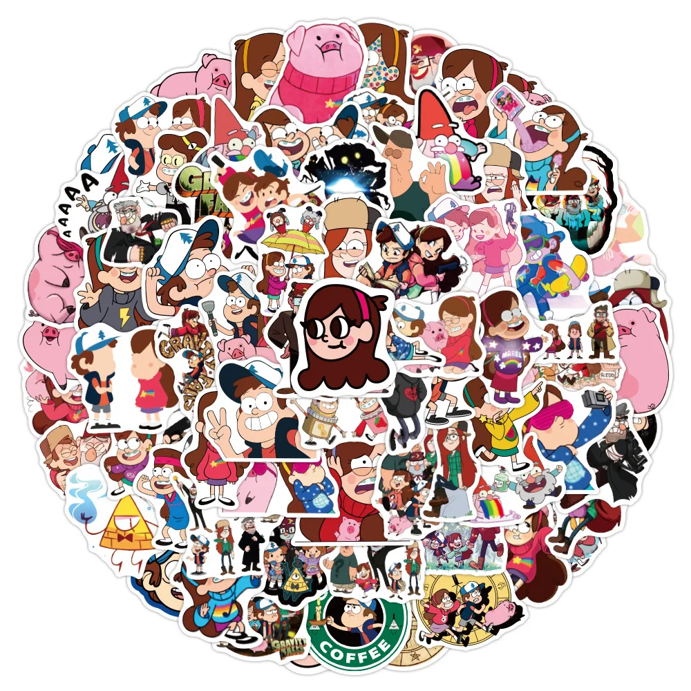Cartoon Gravity Falls Stickers Graffiti Motorcycle Luggage Guitar Skateboard Waterproof Sticker Decal 10/30/50/100PCS For Kid cartoon stickers graffiti stickers