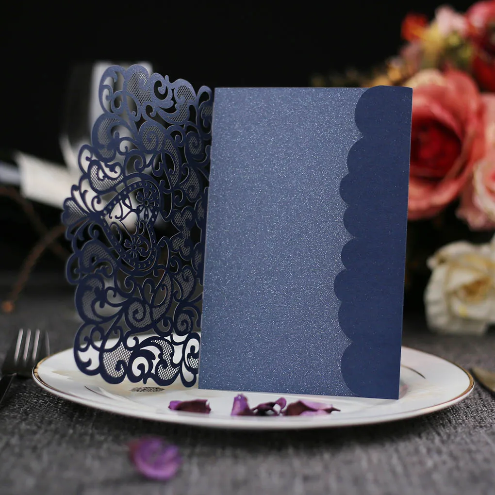  10pcs Hollow Wedding Invitations Card Bridal Shower Engagement Birthday Invite Graduation Card - 4000465379281