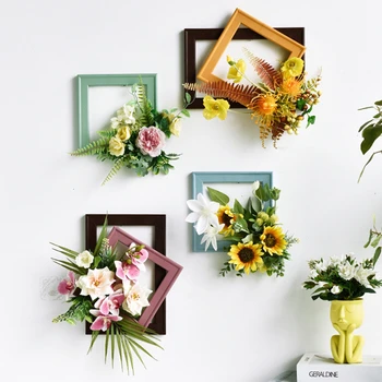 

Cutelife Nordic Ins Flower Wooden Frame Hand made Living Room Bedroom Decoration Wall Frame Home flower Wooden Wall Photo Frame