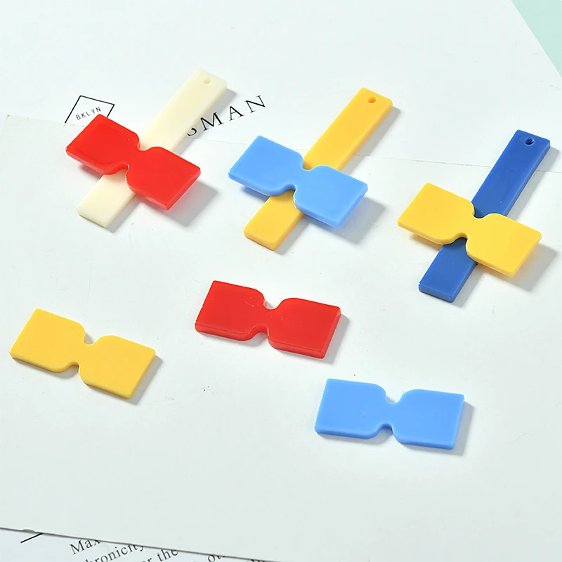 

Ins Color Contrast Bow Geometric Rectangular Acrylic DIY Handmade Jewelry Earrings Earrings Earrings Accessories Materials
