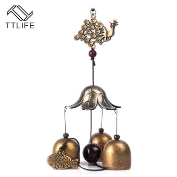 

TTLIFE Vintage Peacock Open Screen Wind Chime Copper Bell Pendant Wall Hanging Birthday Gifts Garden Windbell Outdoor Decoration