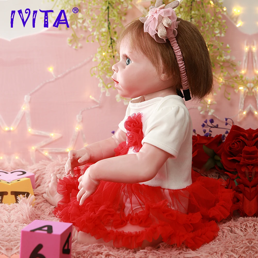 IVITA DS1812 полностью силиконовая кукла-Реборн, Реалистичная виниловая кукла для новорожденных принцесс с посаженными волосами, Игрушки для маленьких девочек для детей