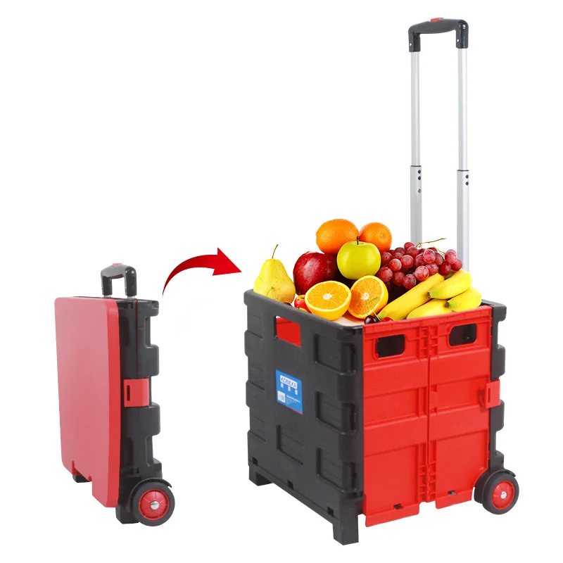  Portable Folding Shopping Cart Supermarket Shopping Cart Small Cart Trolley Elderly Trolley Home Lu