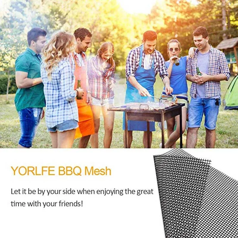 BBQ Grill Mesh Barbecue Grill Mat 1Pcs Barbecue Grilling Mats Grid Shape Reusable