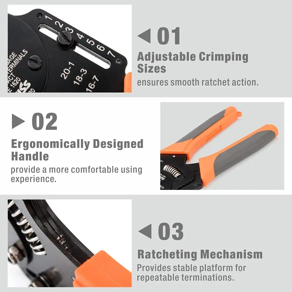 IWISS IWD-1620 Deutsch Size 16 Crimper,Solid Barrel Contact&Circular Connector Contacts Crimping Tool,8 Indents Wire Crimp Plier 4