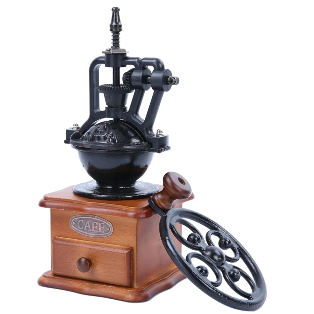 Manual Coffee Grinder Retro Style Wood Coffee Bean Mill Grinding Home Decor