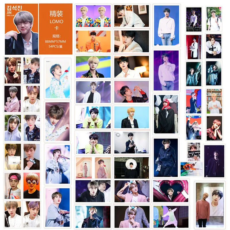 54 шт. Kpop Bangtan мальчики фоторезы сделаны из бумаги фото карты Фотографии фотокарты ломо карты канцелярские украшения принадлежности веер подарки - Цвет: JIN