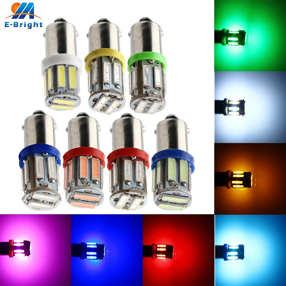 100X T11 12V BA9S 7014 10 SMD светодиодный лампочка для салона, боковой двери, задней панели приборной панели, индикатор для чтения, белый, красный, розовый