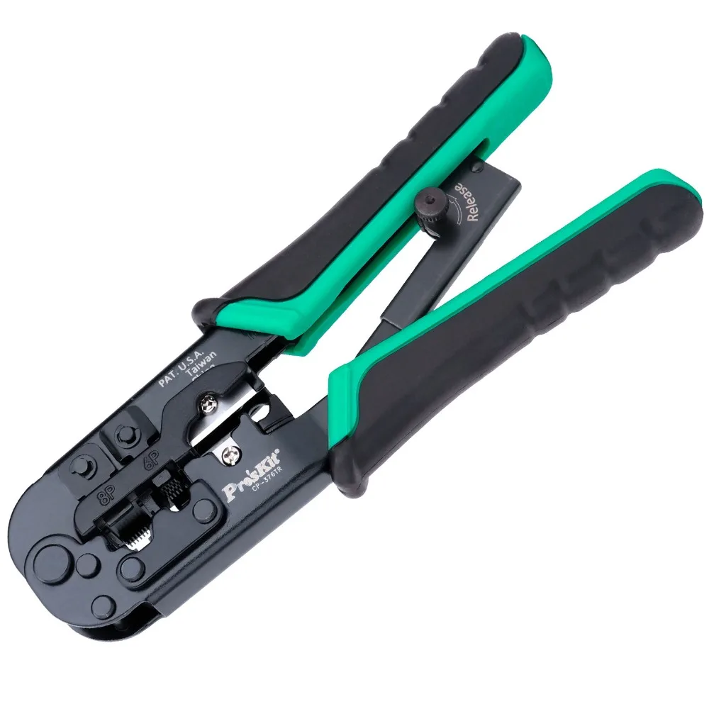 Proskit CP-376TR 4 P/6 P/8 P телекоммуникационный обжимной инструмент с проводным резаком, тестер, набор инструментов для электропроводки с хрустальной головкой