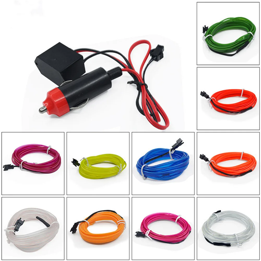 Wire and Car 12V EL провода Автомобильные светодиодные полосы светильник для неоновый вечерние украшения светильник велосипеда танцевальный светильник 12 Вт водостойкый led USB полосы лампы внутреннего гибкий - Испускаемый цвет: Wire and Car 12V
