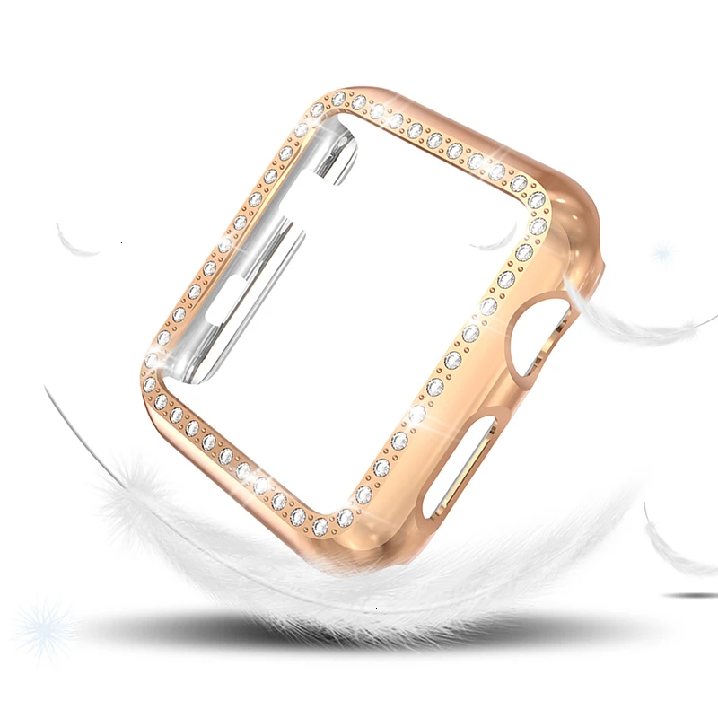 Розовое золото Алмазный чехол для apple watch 42 мм серия 5 44 мм 40 мм iWatch 4 защитная крышка экрана корпус для apple Watch 3 корпус 38 мм - Цвет: Розовое золото