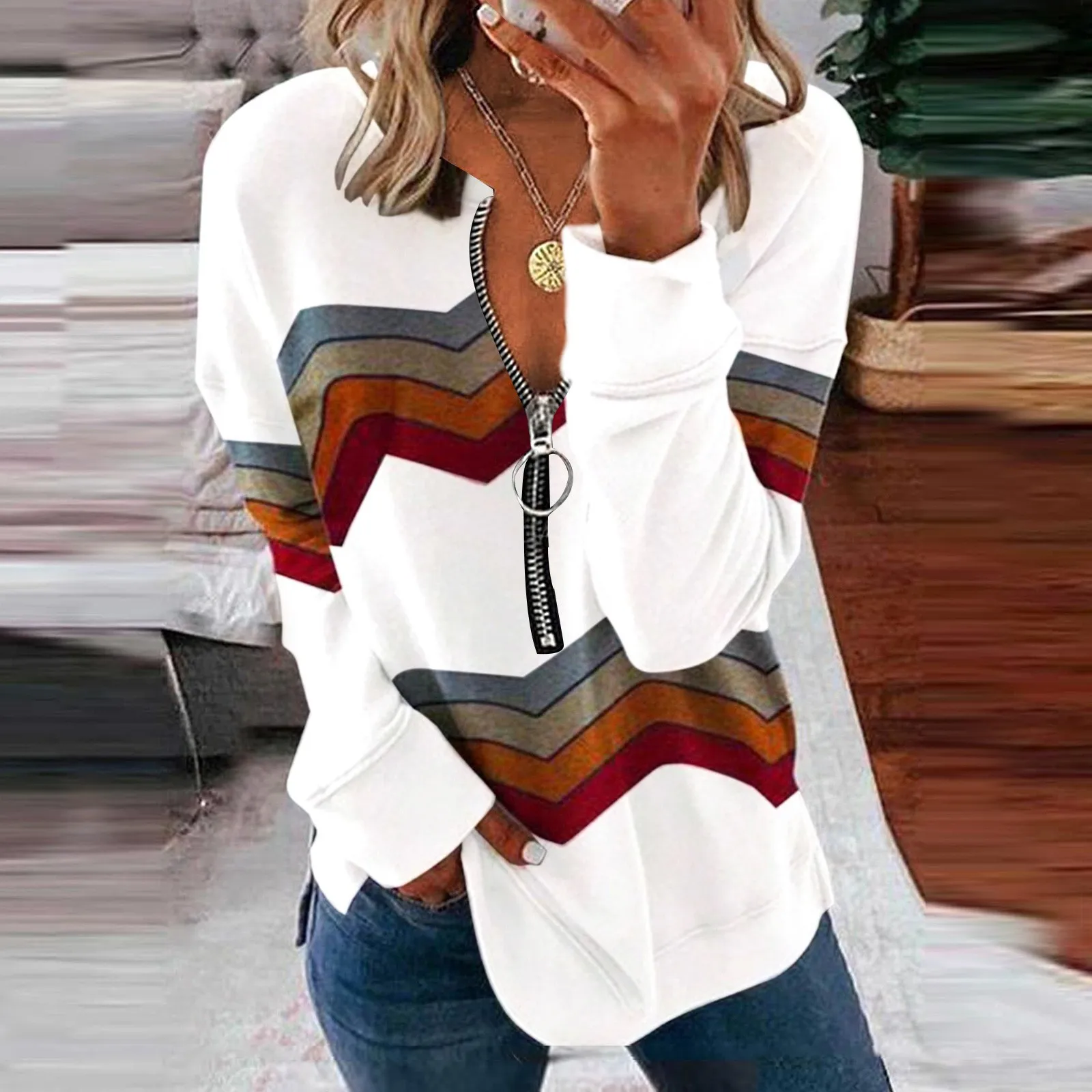 Women T shirts Lapel Loose Casual Splicing Fashion Long Sleeve T-shirt Tops Female T-shirts Women's Clothing camisetas de mujer 2