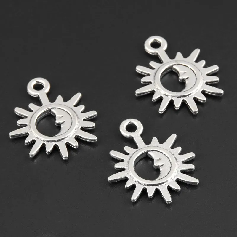 

40pcs Silver Color 21x17mm Cute Sun And Moon Charms Nature Pendant Fit DIY Jewelry Making Handcrafted Accessories