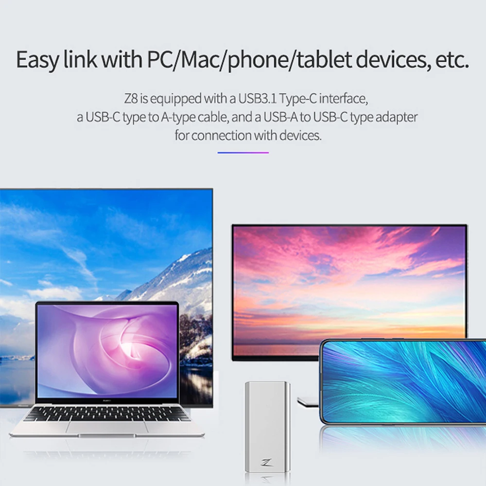 Netac 512GB type-c USB 3,1 Портативный твердотельный диск Z8 PSSD 1 ТБ ударопрочный диск Gen 2 высокая скорость