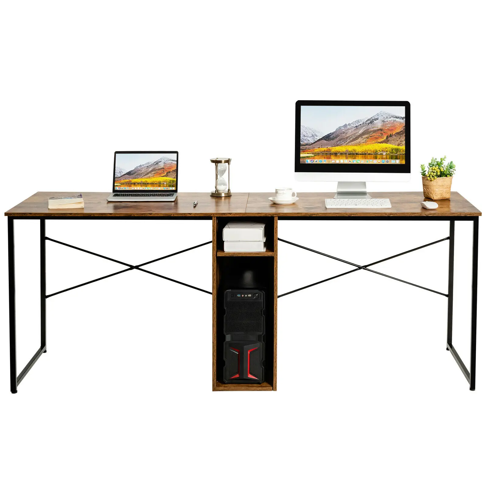 Designed for 2 People Home Office Computer Desk with Storage