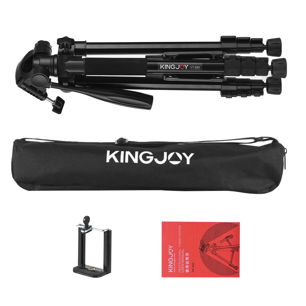 KINGJOY VT-880 Портативный Выдвижной Штатив монопод для камеры Canon Nikon sony DSLR DV видеокамера с держателем для телефона