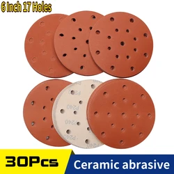Disques de ponçage 6 pouces à 17 trous, papier de verre à crochet et boucle, revêtement Anti colmatage, sans poussière, Festool, ponceuse orbitale aléatoire pour le bois et l'automobile 