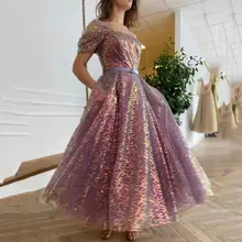 

Thinyfull Sparkly Sequined Tulle Glittery Prom Dresses Shiny Princess Evening Dresses Vestidos De Noche 2021