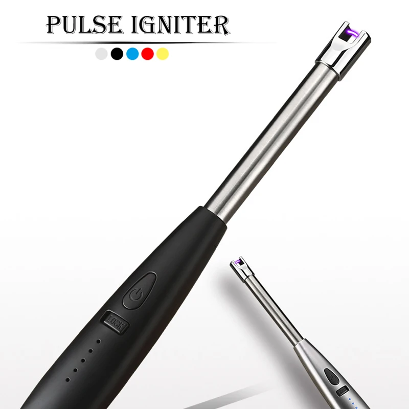 Перезаряжаемая зажигалка с USB длинной ручкой ветрозащитная беспламенная