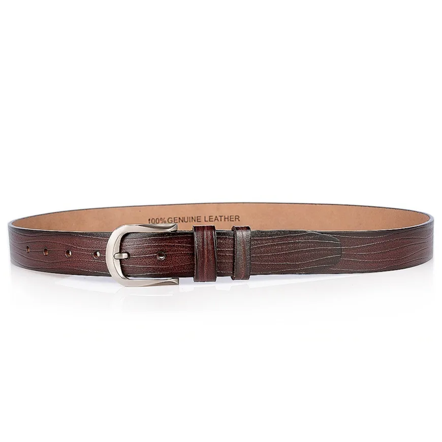 High-end Leisure Pin-button Men's Genuine Leather New Vintage Bark Pattern Pure Cowhide Men Belt Fashionable Trousers
