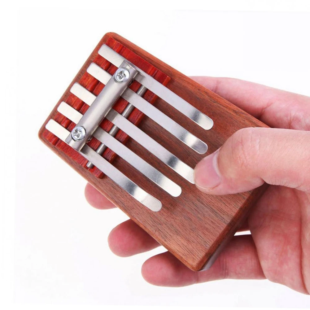

5-Tone Mahogany Thumb Piano Lymphatic Mini Toy Great for Beginners Rosewood + Aluminum Rod