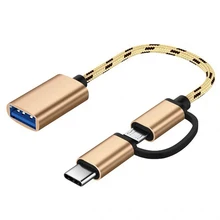 Câble adaptateur OTG de Type C 2 en 1, pour Samsung S10 S10 Xiaomi Mi 9, Android, MacBook, souris, manette de jeu, tablette, PC, câble USB OTG