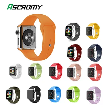 

Watchband For Apple watch 5 4 3 2 1 Silicone Strap Case 42mm 38mm 44mm 40mm iwatch Soft Sports Bracelet Band Cover Accessories