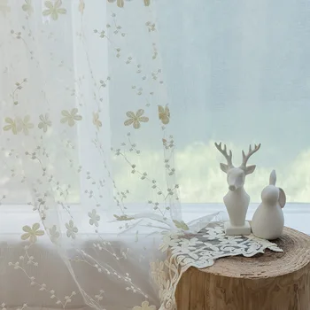 

Tiyana Grey Window Blackout Curtains for Living Room Bedroom Embroidered Leaves Cortinas Gardinen Sheer Flower Tulle P407Y