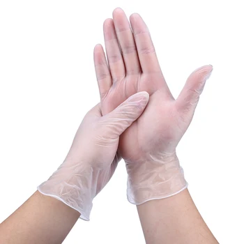 

100pcs Disposable Gloves White Non-Slip Mechanic Vinyl Gloves Exam Gloves Household Cleaning Products