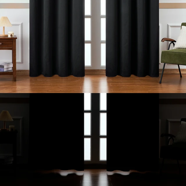 100% Blackout Curtains For Living Room Blind Solid Curtains For Kitchen Bedroom Window Home Decor Window Curtains Black Curtain 4