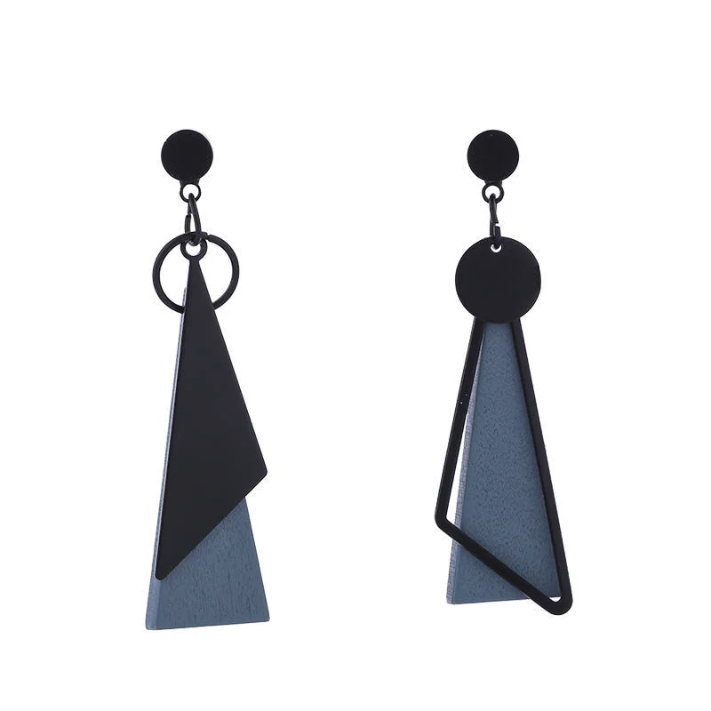 Korean Personality Fashion Triangle Geometric Clip on Earrings Without Piercing Retro Female Tassel Long Women Ear Clips Jewelry