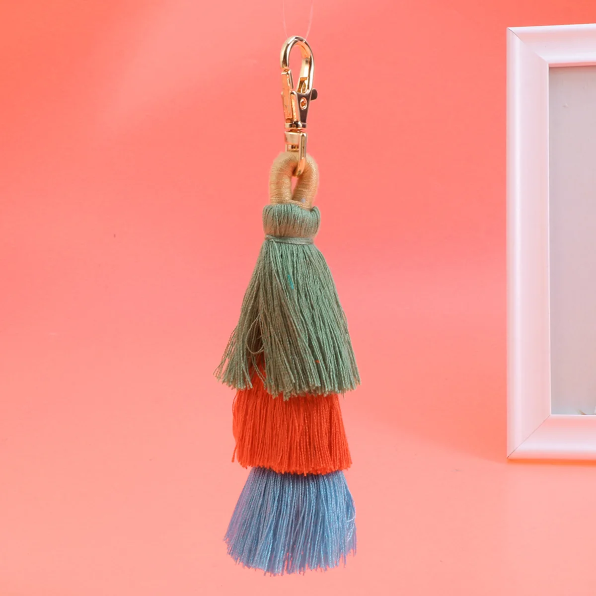 6Pcs Tassel Keychains Multilayer Colorful Charming Bohemia Style Hanging Pendant Keyring for Handbag Purse Wallet