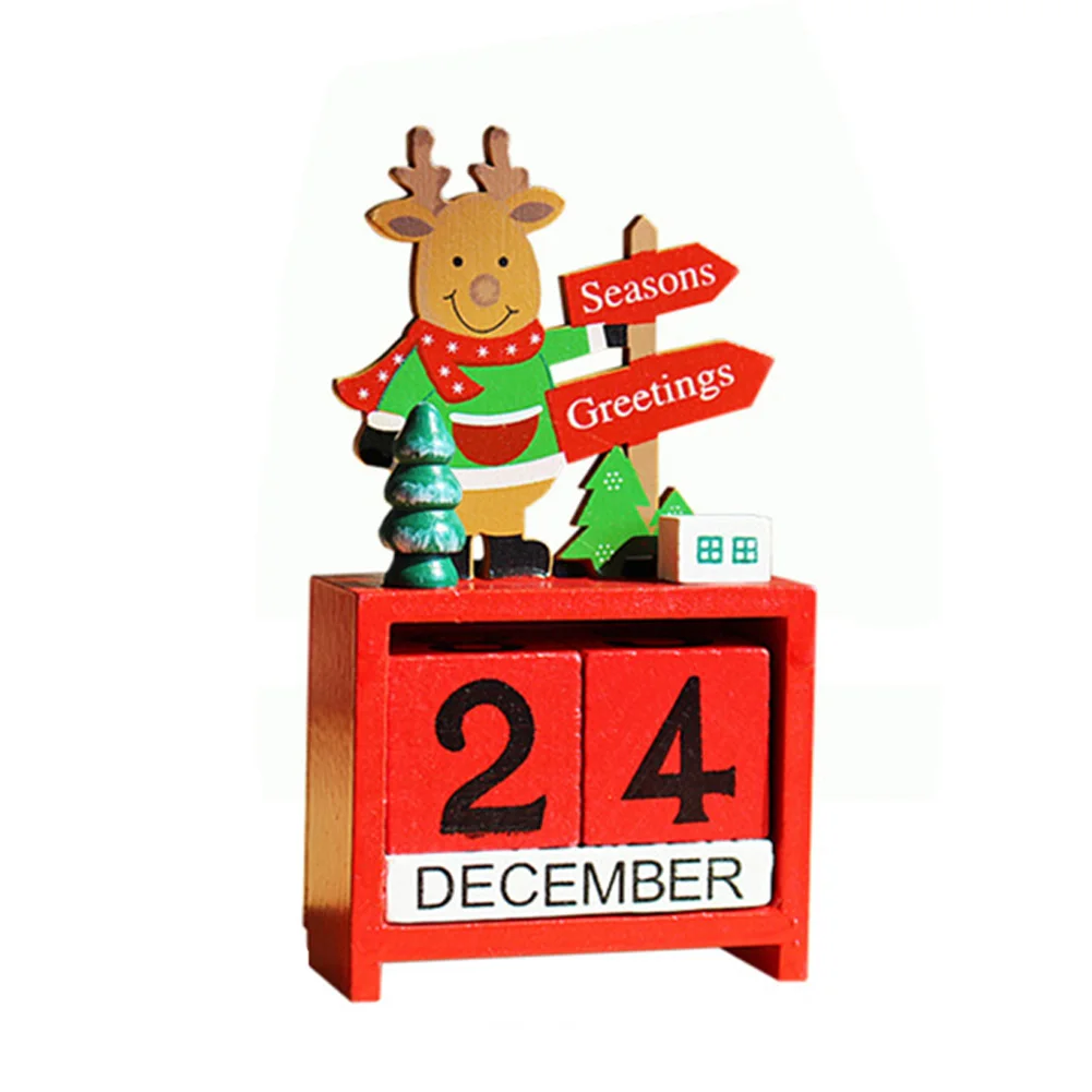 

Hotel Decoration Advent Reusable Countdown Wooden Building Blocks Christmas Calendar Home Ornament Gift Table Kids Cute