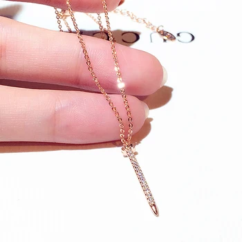 Ins Hot Sale Fashion Creative Nail Necklace for Women Cute Super Shining Bling Micro Inlaid Zirconia Charm Necklaces for Bridal