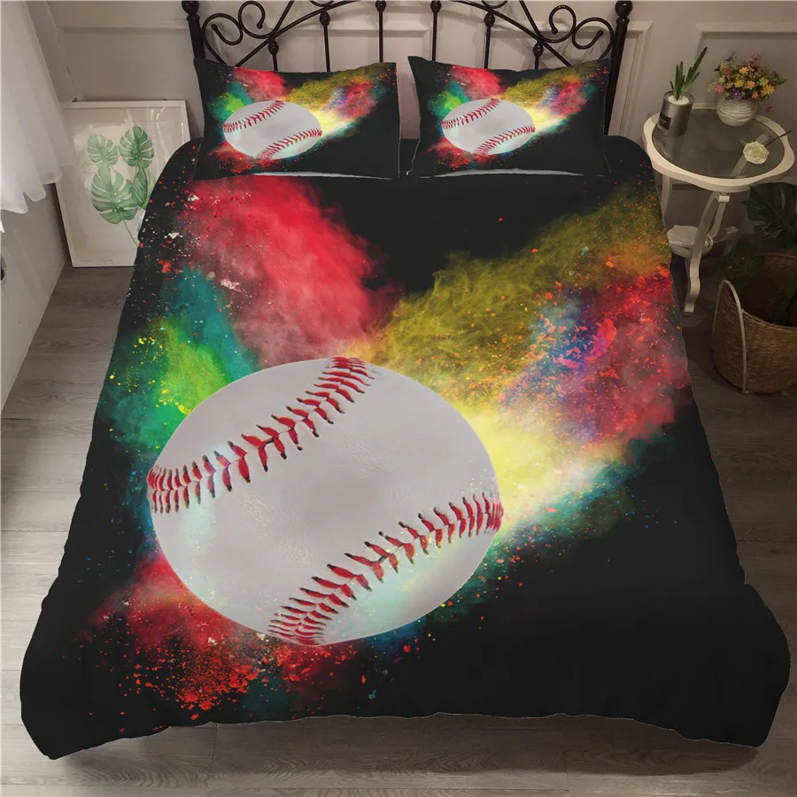 

A Bedding Set 3D Printed Duvet Cover Bed Set Baseball Home Textiles for Adults Bedclothes with Pillowcase #BQ05