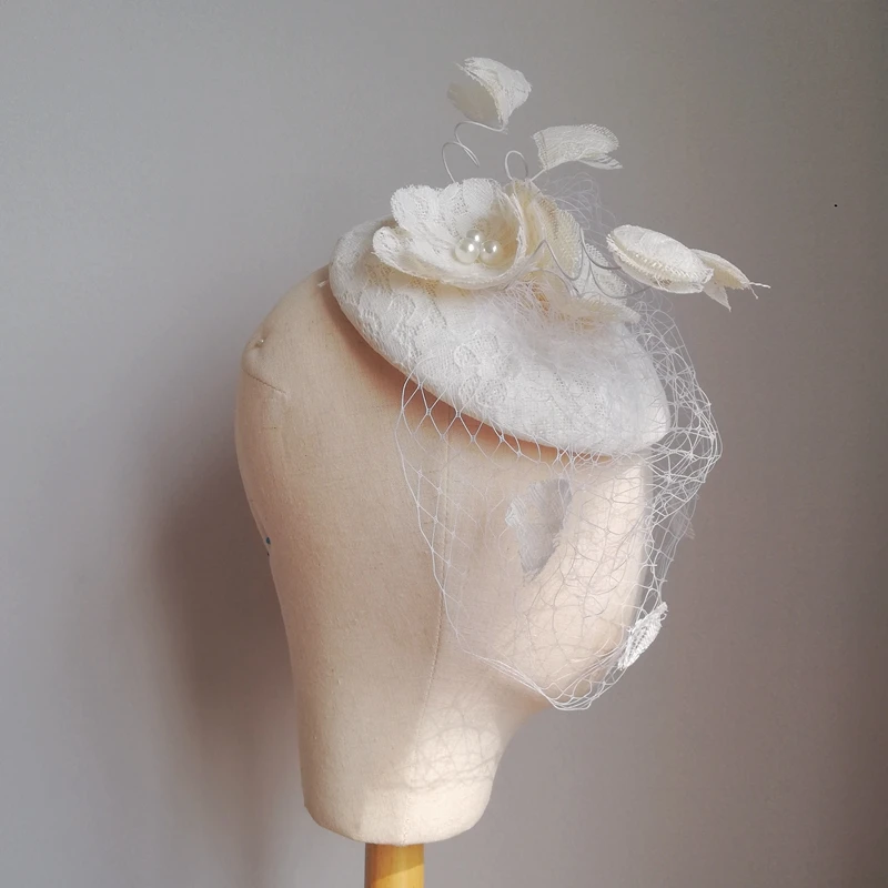 Vintage Wedding Bridal Hair Accessories Flower Tulle Birdcage Veil Headpiece Cheap Mini Wedding Bride Hat