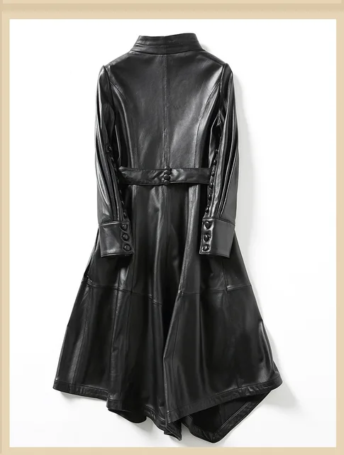 2022 women genuine leather jacket long style winter jackets