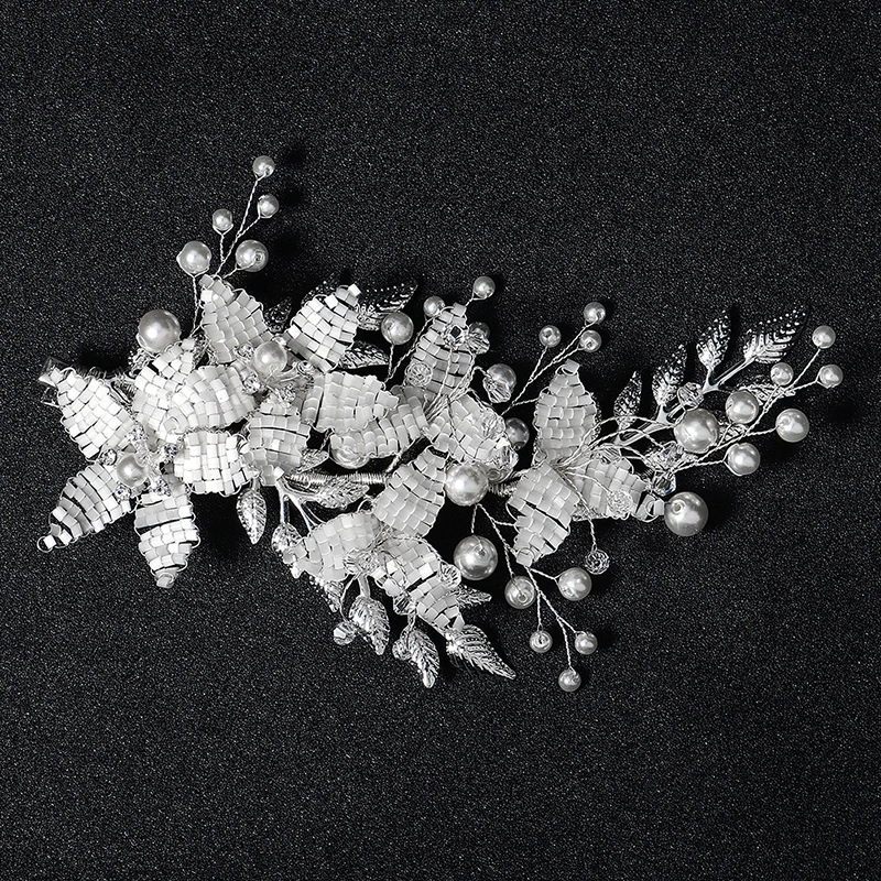 Leaf Duckbill Clip Rhinestone Pearl Inlaid Hairpin Cute Vintage Wedding Headdress Hair Accessories for Girls BN | Украшения и