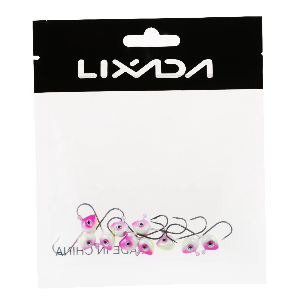 Lixada 10PCS Fishing Hooks Jig Head Lure Simulation Bait Fishhook Barbed Single Hook Fishing Tool Tackle 0.5g/1g/2g/3g/4g/5g