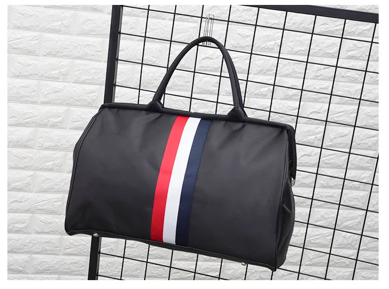 TUUTH Korean Stripe Handbag Foldable Duffle Bags Travel Sports Fitness Bag Luggage Bag Men And Women Large Capacity Travel Bag