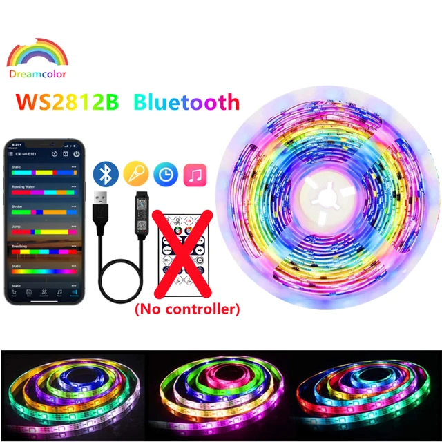 WS2812B Bluetooth 5050 5V USB Led Strip Lights RGB 1M-30M Chase Effect TV BackLight Room Decoration Tape Diode Flexible Ribbon WS2812 Bluetooth