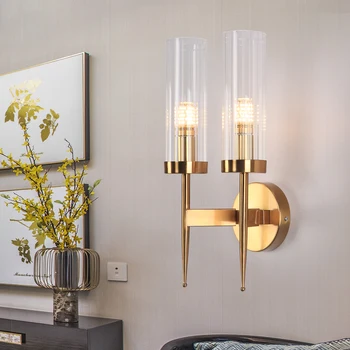 

new modern chrome wall light bedside metal wall lamp for bedroom luxury gold glass sconce lamps indoor lighting fixtures